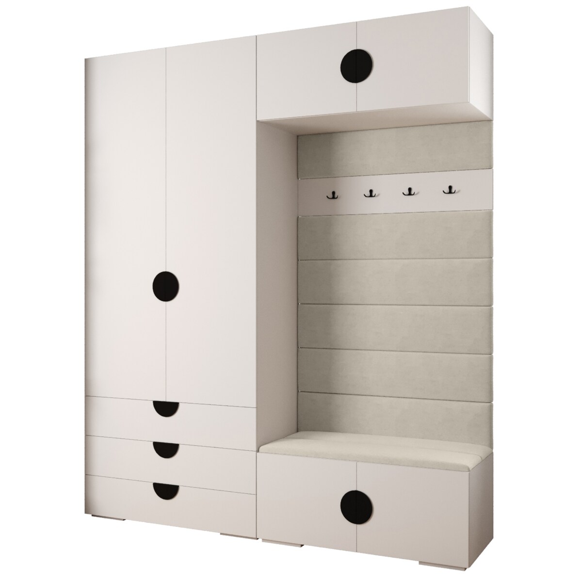 Garderoba do przedpokoju INOVA 4 Z12 biały+czarny+manila02