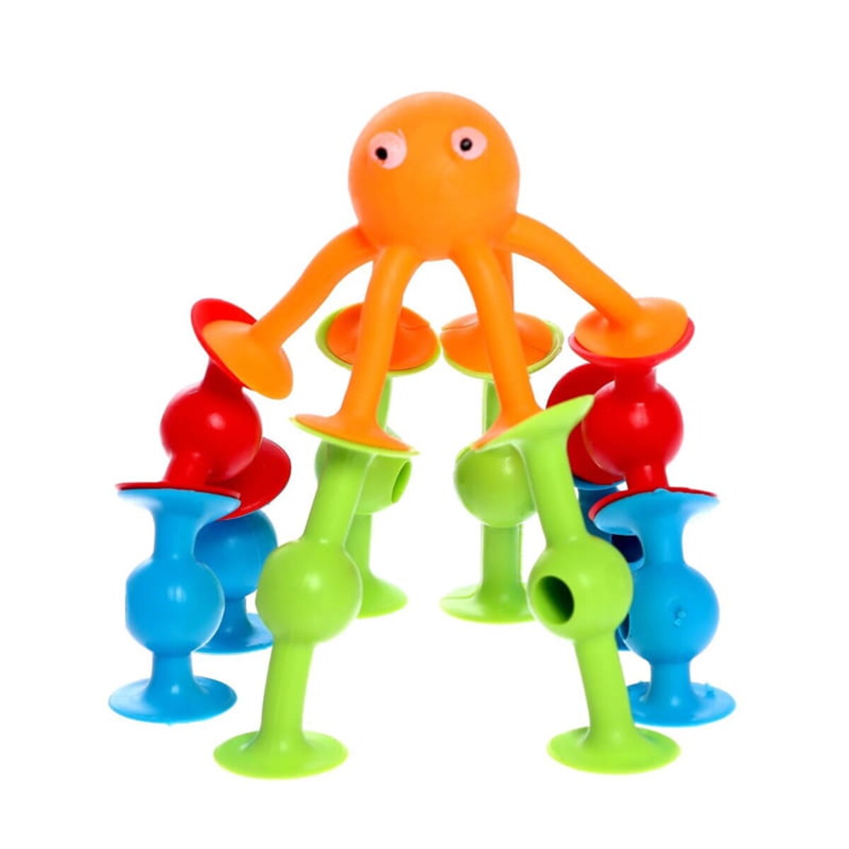 Wesołe stworki 59 el - silikonowe klocki konstrukcyjne przyssawki