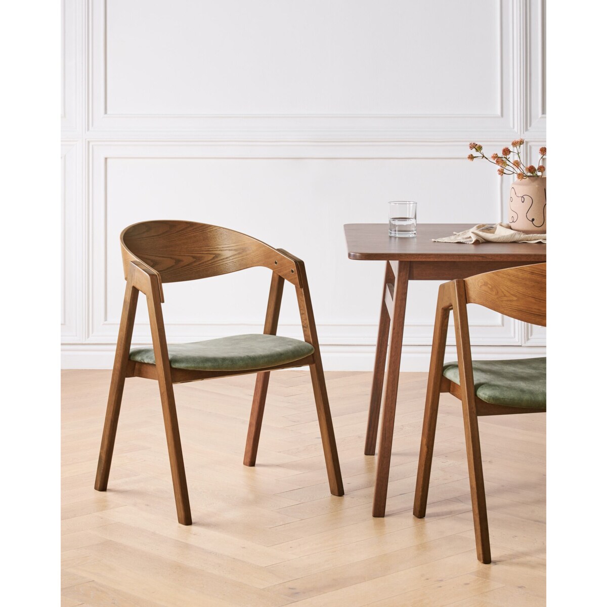 Zestaw 2 krzeseł do jadalni YUBA Drewno Ciemnozielony