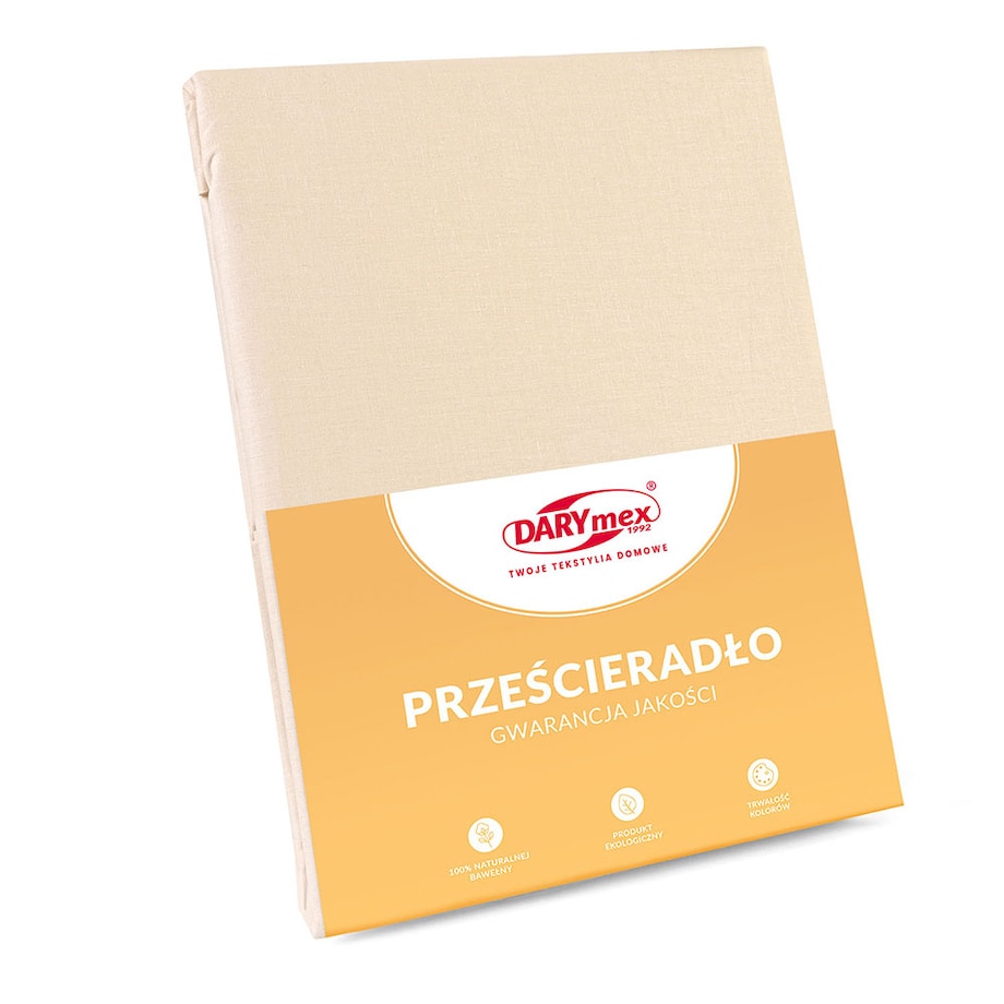 Prześcieradło bawełniane bez gumki 160x200 + dodatkowe 20cm po bokach jasno beżowe