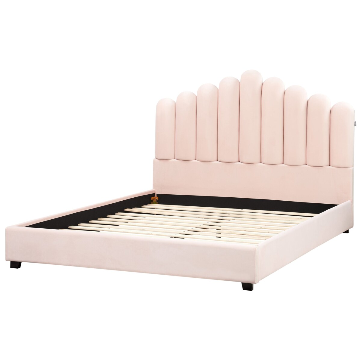 Łóżko Welur VINCENNES 160 x 200 cm Pastelowy róż