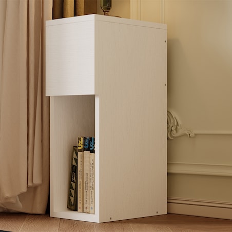 Szafka nocna biała z szufladą stolik z półką nowoczesny sypialni 55 cm