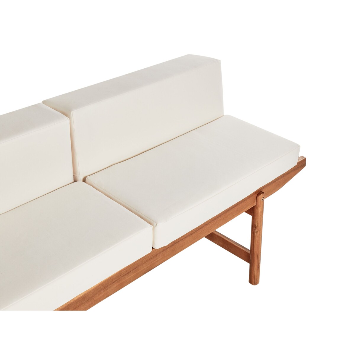 Ławka ogrodowa z poduchą GIAVENO 210 cm Drewno akacjowe Złamana biel