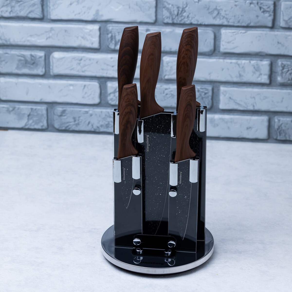Zestaw noży kuchennych w stojaku obrotowym 5 elementów noże KLAUSBERG