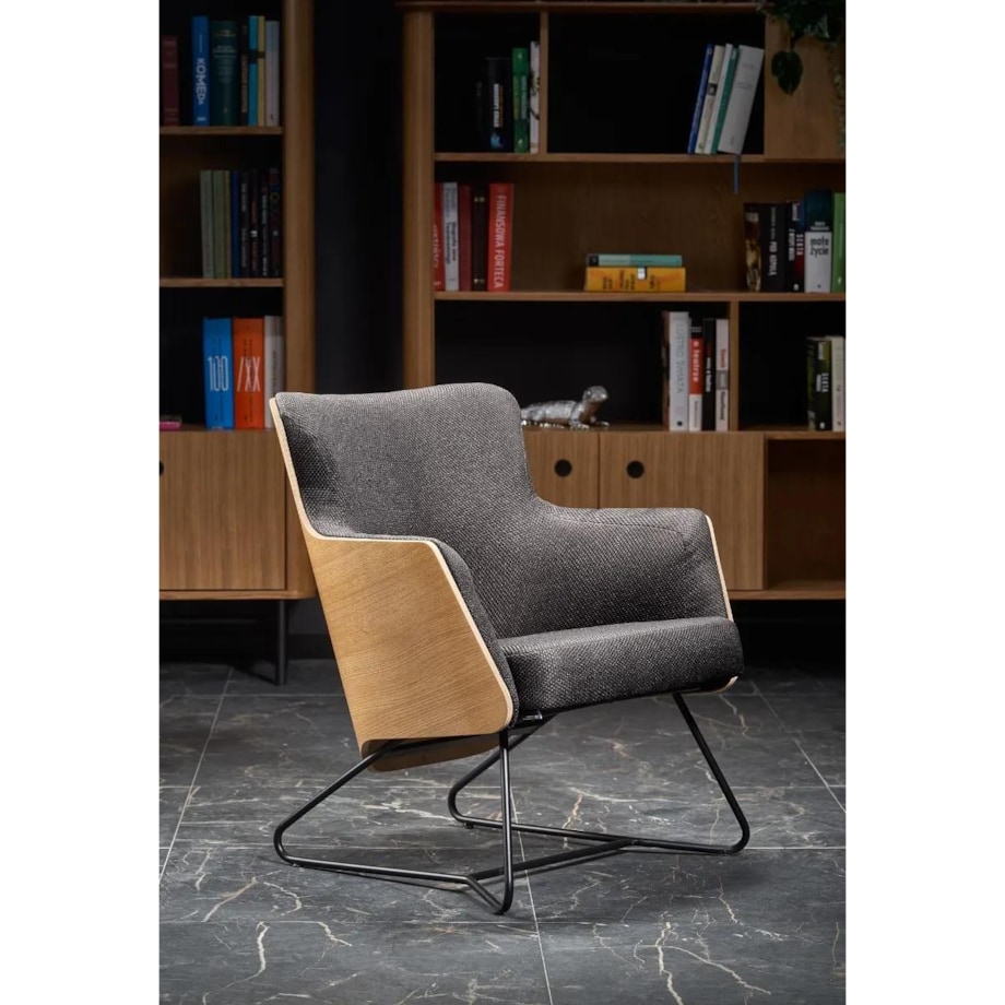 Fotel do salonu CHILLOUT ciemnoszary/naturalny