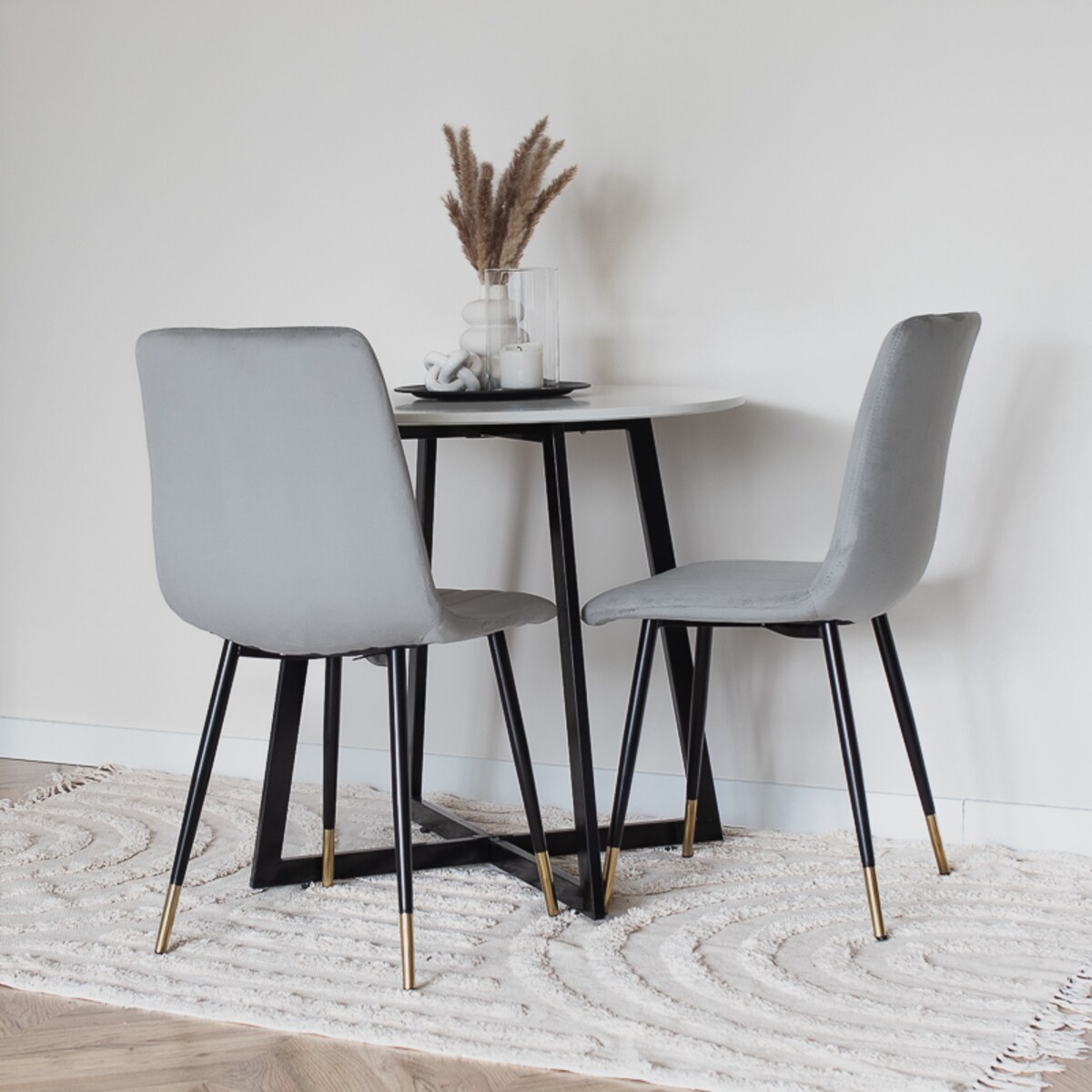 Krzesło tapicerowane welurowe pikowane do salonu jadalni szare