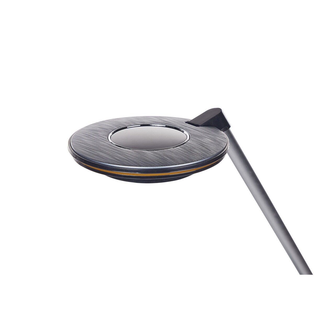 Lampa biurkowa LED metalowa z portem USB srebrno-czarna CORVUS