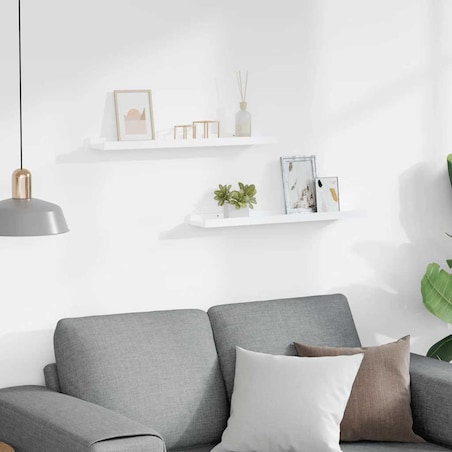 vidaXL Półki ścienne na zdjęcia, 2 szt., białe, 60x9x3 cm, MDF