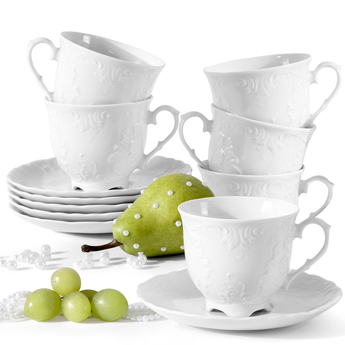 Konsimo ROCOCO MARIA Filiżanka do herbaty ze spodkiem 6 szt.