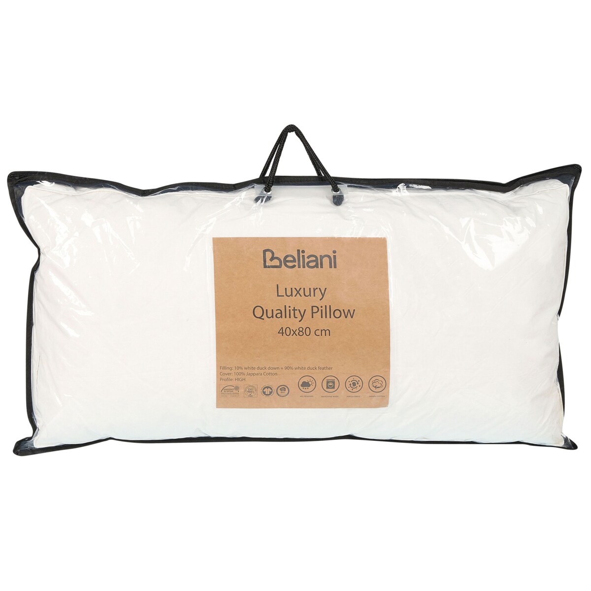 Zestaw 2 poduszek FELDBERG Wysoka Kacze pióra i puch 40 x 80 cm Biały