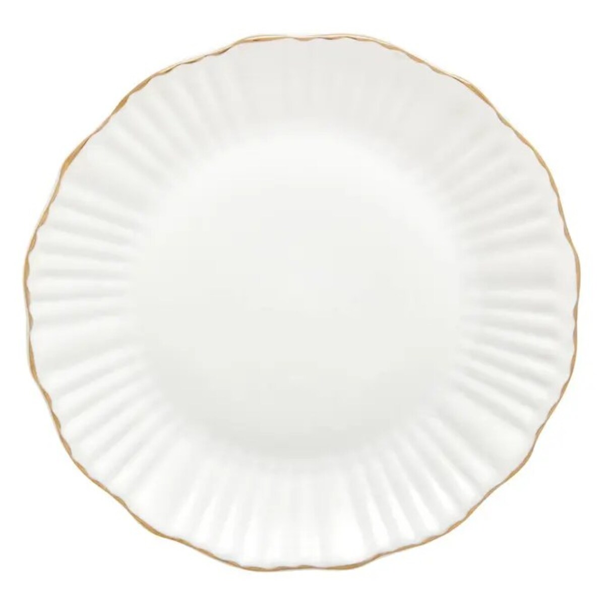 Komplet 6 porcelanowych talerzy obiadowych, białe ze złotem, Daphné, 27 cm