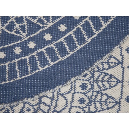 Dywan zewnętrzny dwustronny okrągły ⌀ 140 cm beżowo-niebieski YALAK