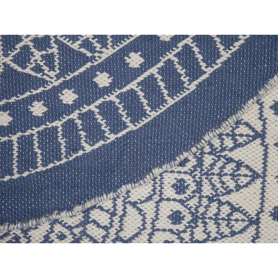 Dywan zewnętrzny dwustronny okrągły ⌀ 140 cm beżowo-niebieski YALAK