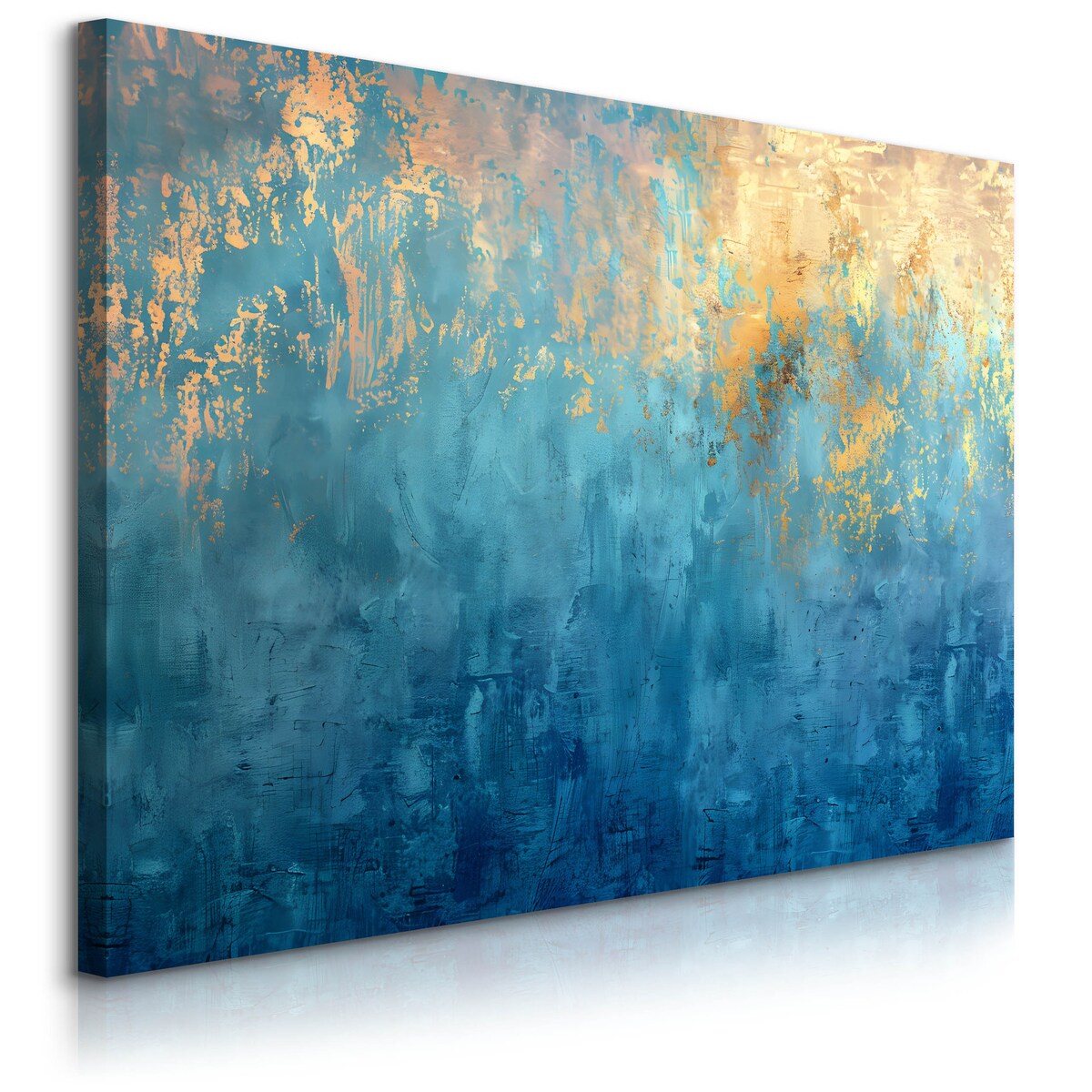 Obraz na płótnie Niebieska abstrakcja ze złotem 120x80cm