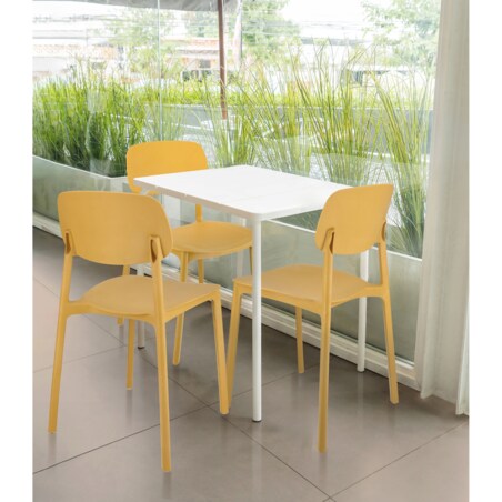 4 x Krzesło wygodne LARA plastikowe musztardowe