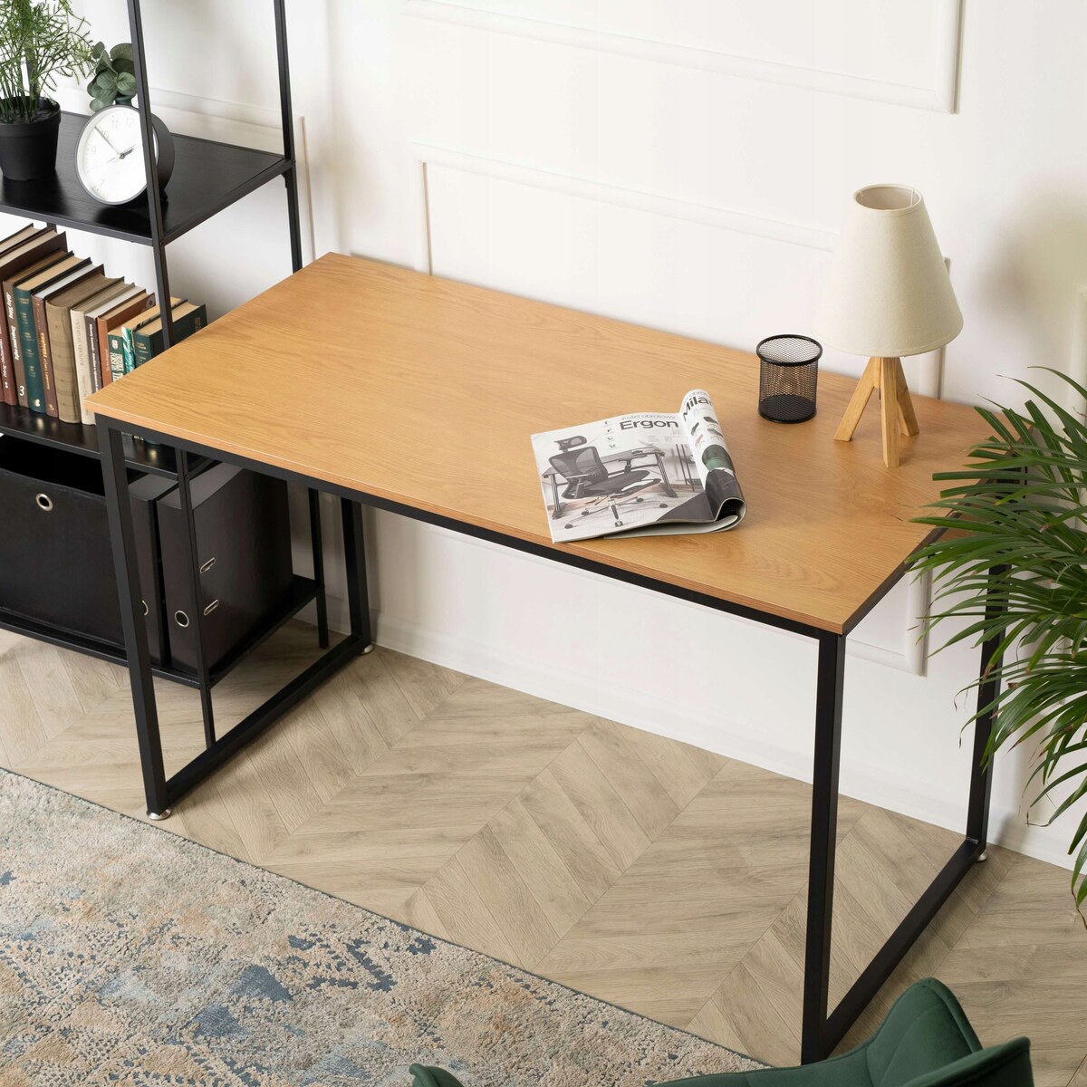 Biurko 120 Industrialne Biurowe Gabinetowe Proste Dąb Złoty ROSS