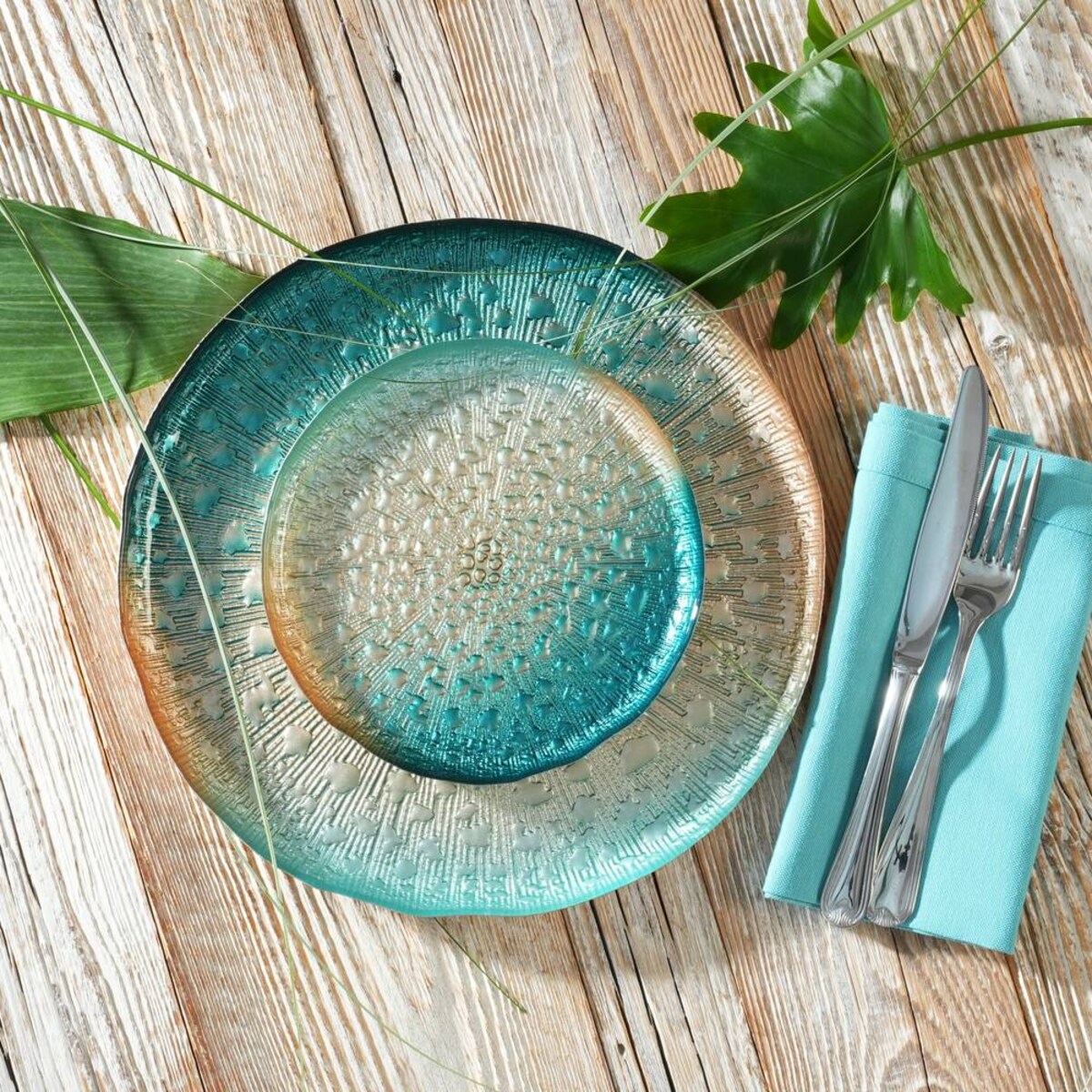 VILLA ITALIA Talerzyk deserowy szklany 18 cm CASTELLO BLUE