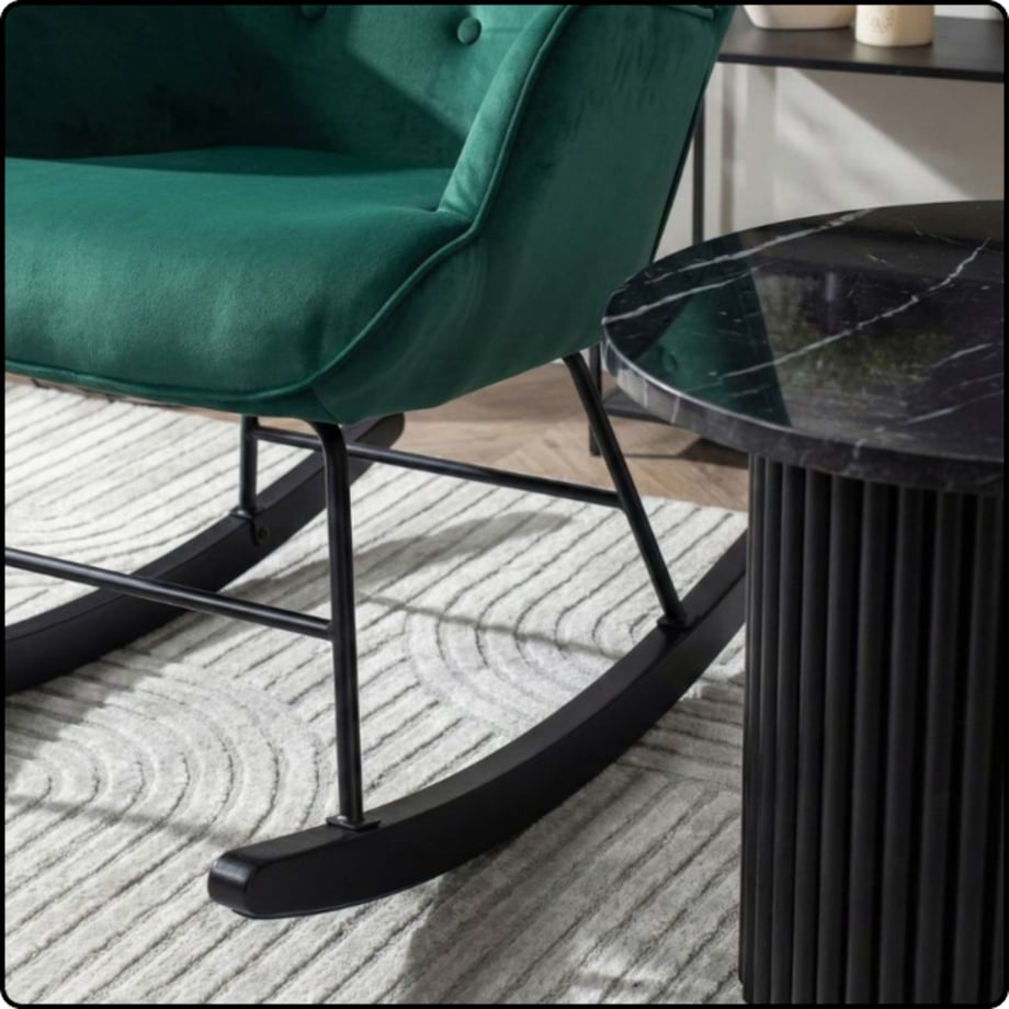 Fotel bujany tapicerowany welur wygodny wypoczynkowy uszak salon zielony