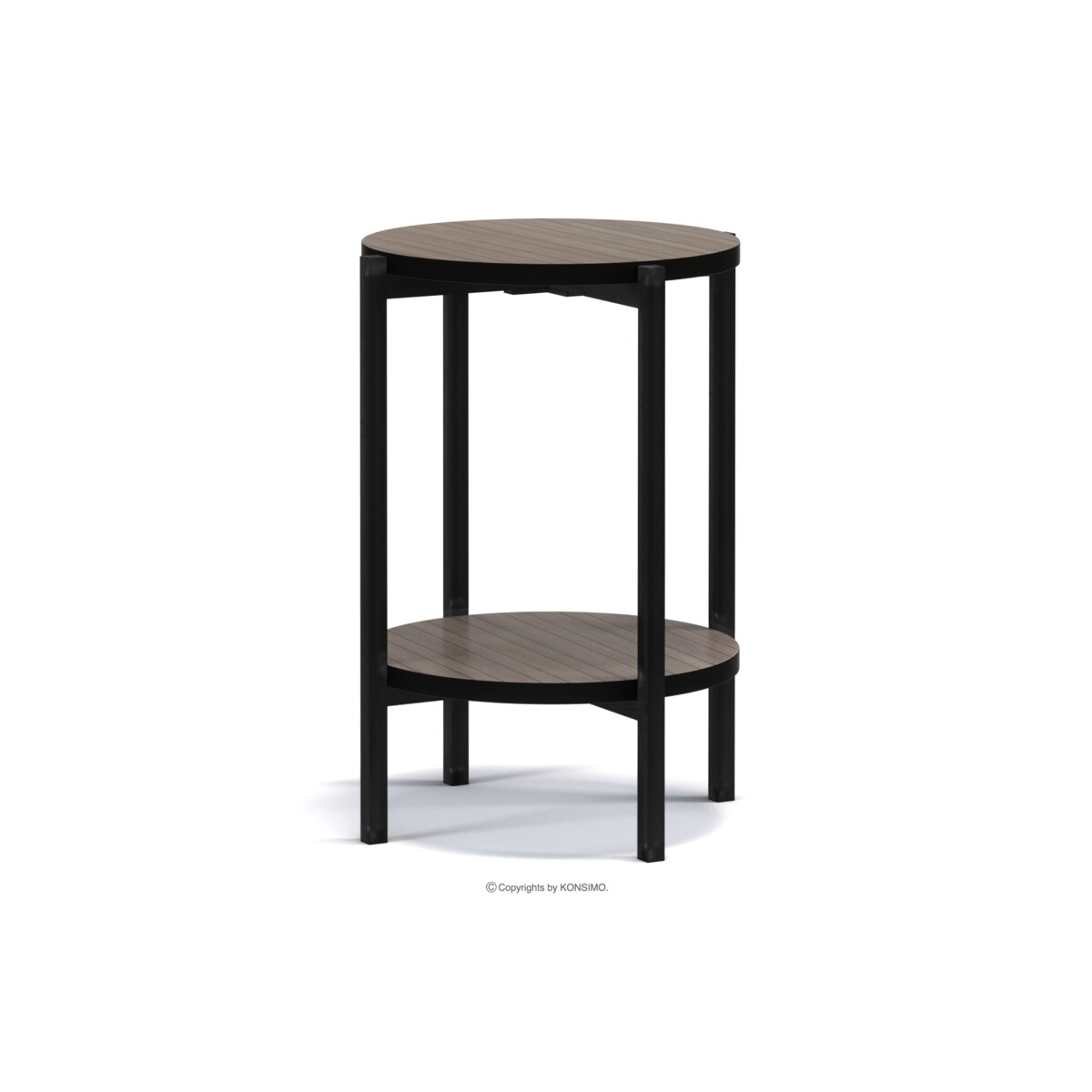 KONSIMO GERIS Wysoki stół z półką w stylu loft, ciemny dąb