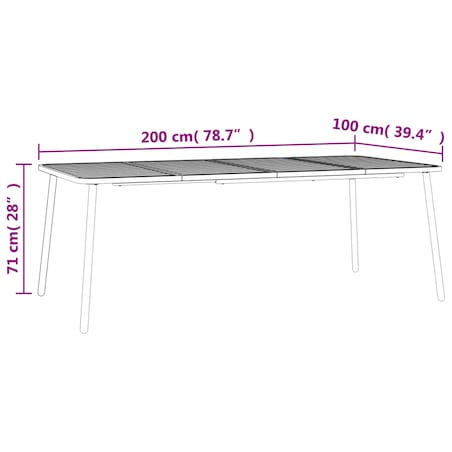 vidaXL Stolik ogrodowy, antracytowy, 200x100x71 cm, stalowy
