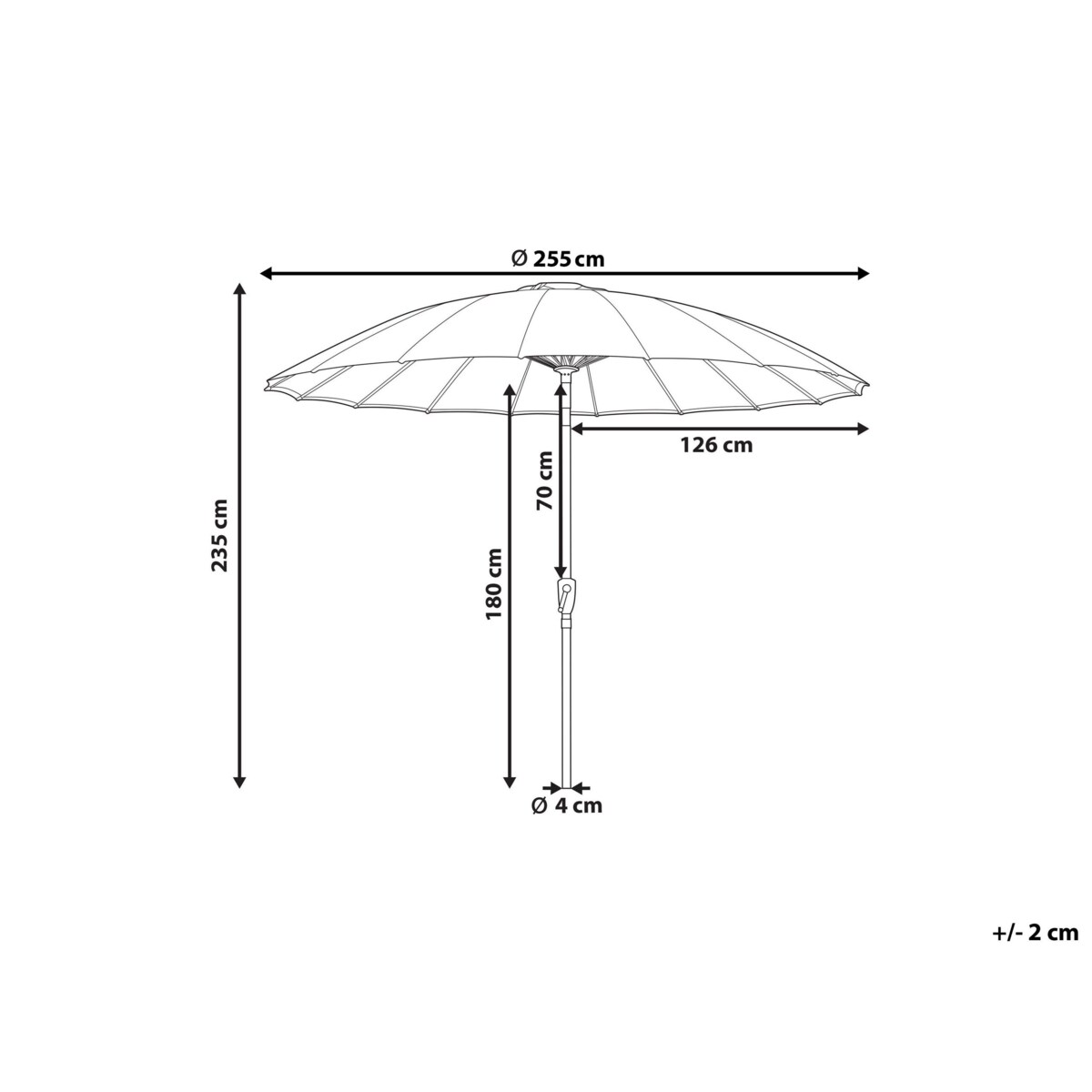 Parasol ogrodowy ⌀ 255 cm czerwony BAIA