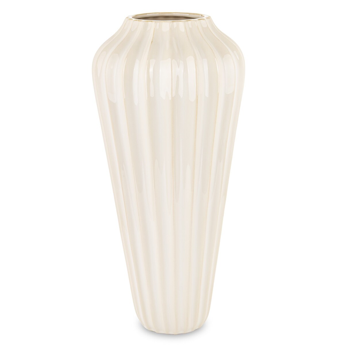 Wazon ceramiczny prążkowany 30x20,5x20,5 cm TEJANI beżowy