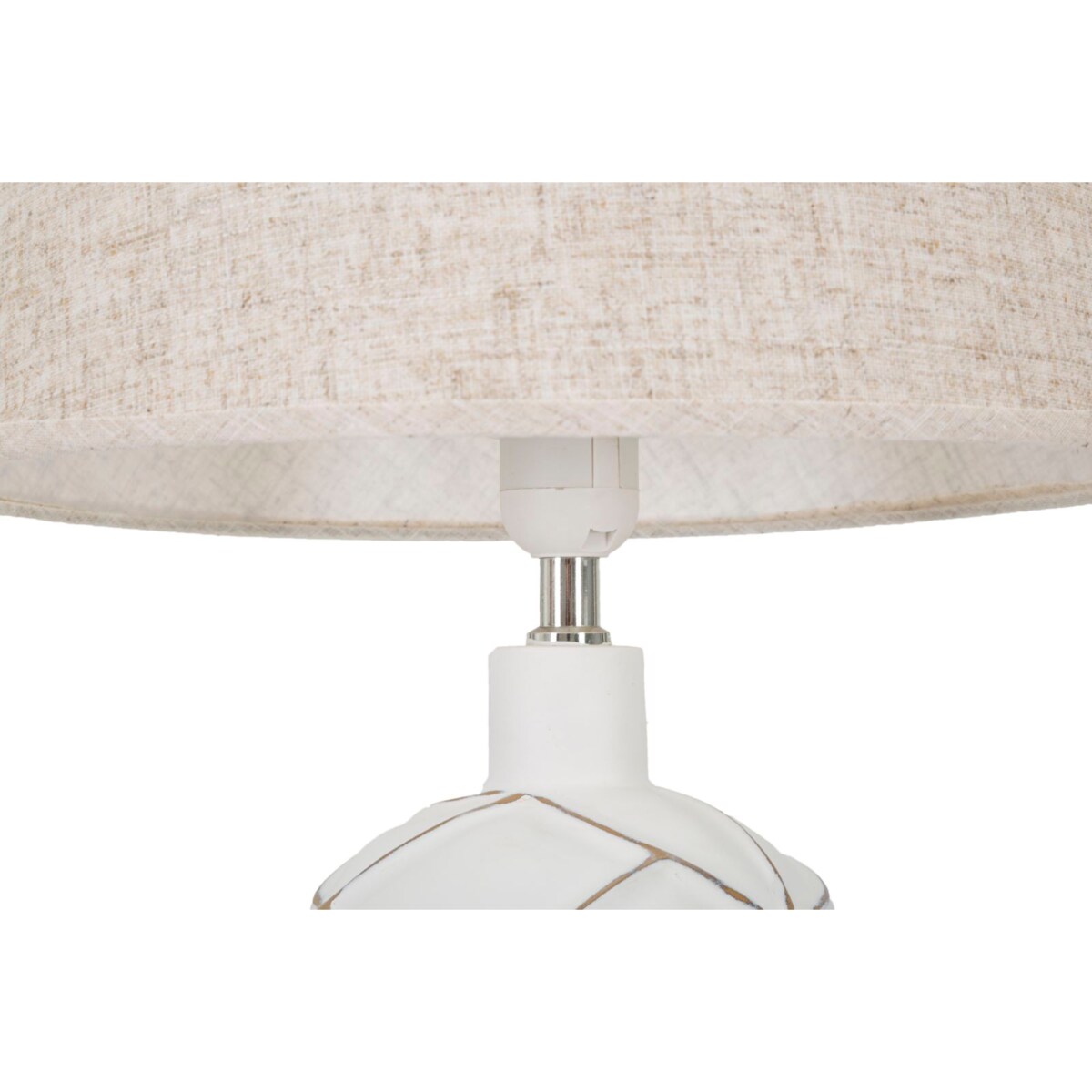 Lampa stołowa Lines, kolor bielony i brązowy, żywica syntetyczna i żelazo, 35 x 35 x 60 cm, 1 x E27, max. 40 W, do salonu i sypialni, Mauro Ferretti