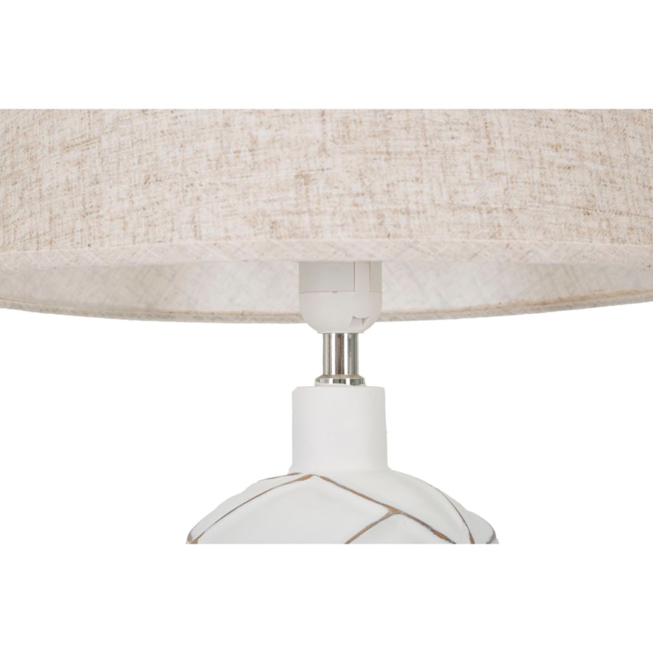 Lampa stołowa Lines, kolor bielony i brązowy, żywica syntetyczna i żelazo, 35 x 35 x 60 cm, 1 x E27, max. 40 W, do salonu i sypialni, Mauro Ferretti