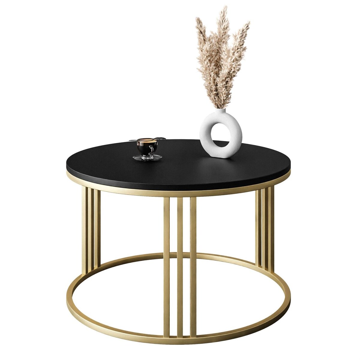 Okrągły stolik kawowy LORI złoty mat czarny mat