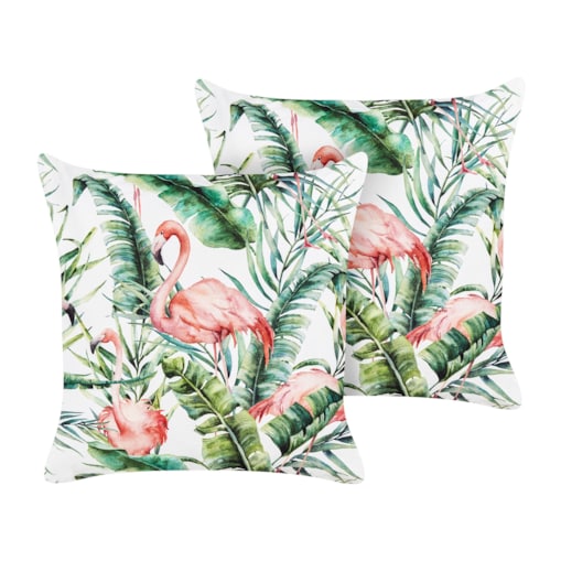 2 poduszki ogrodowe we flamingi 45 x 45 cm wielokolorowe ELLERA