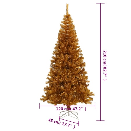 vidaXL Sztuczna choinka ze stojakiem, złota, 210 cm, PET