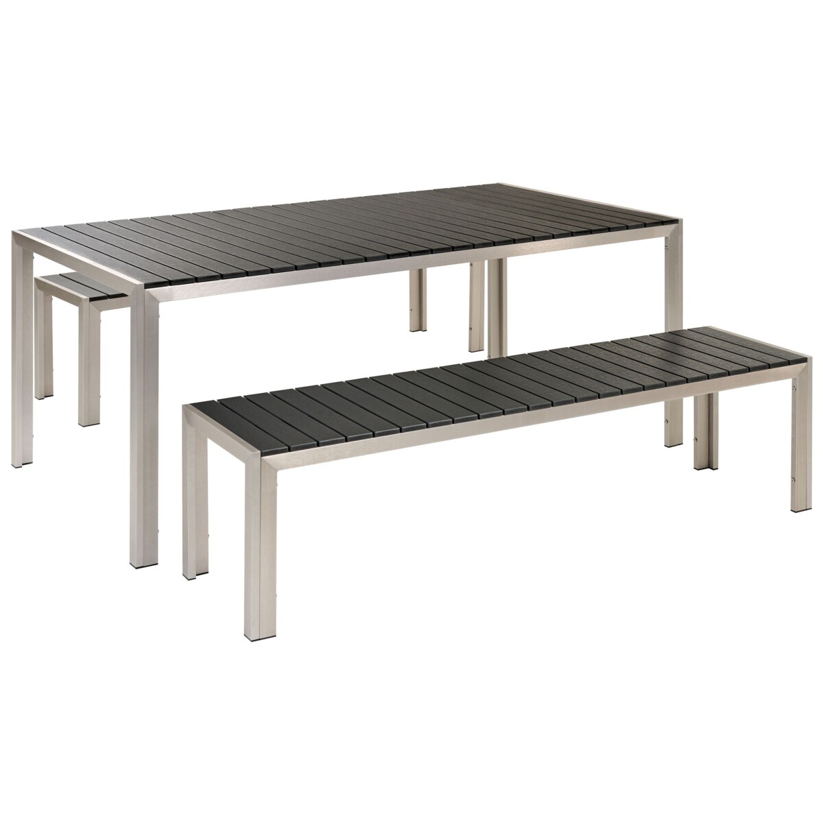 Zestaw ogrodowy stół i 2 ławki czarny NARDO