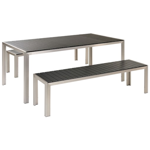 Zestaw ogrodowy stół i 2 ławki czarny NARDO