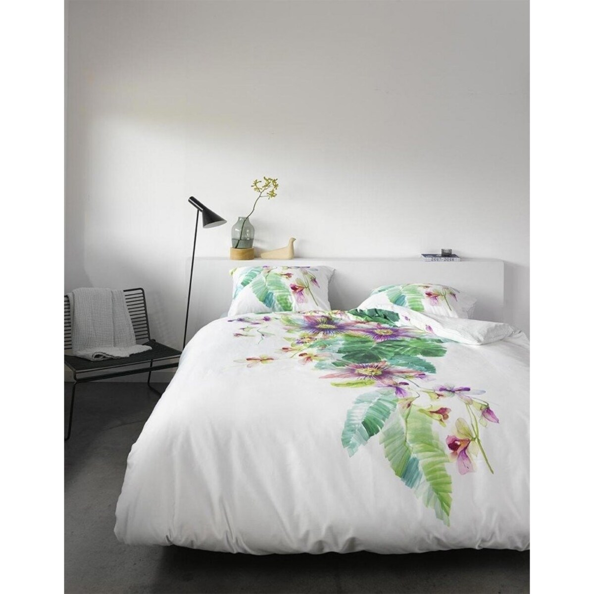 Bawełniany komplet pościeli satynowej, dekoracyjne poszewki na pościel, 100% bawełny - motyw egzotycznych kwiatów, Essenza