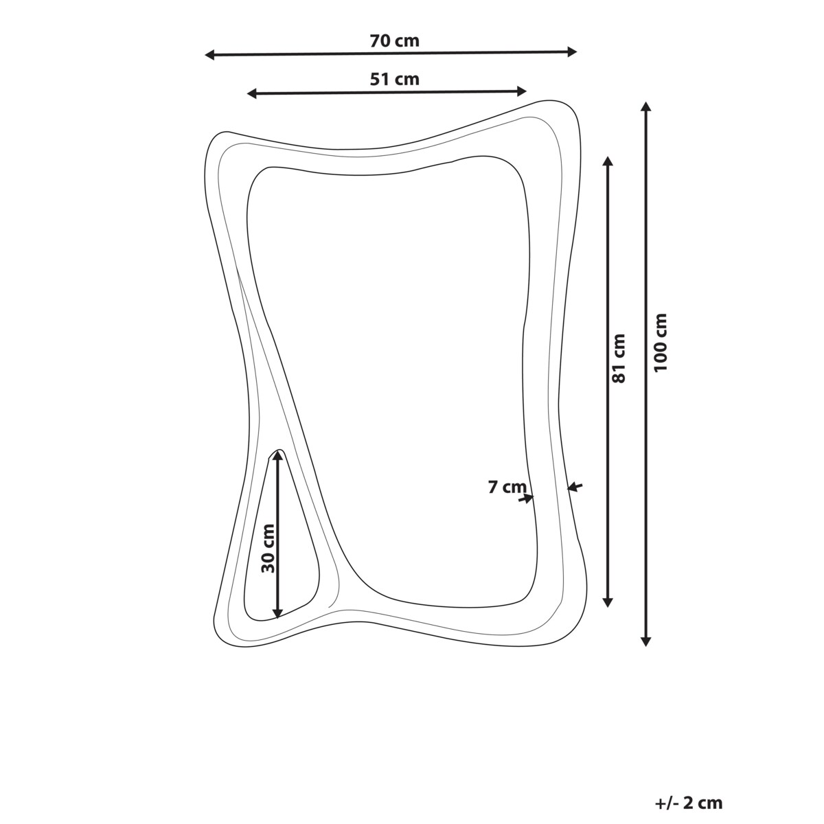 Lustro ścienne LANESTER 70 cm 100 cm Czarny