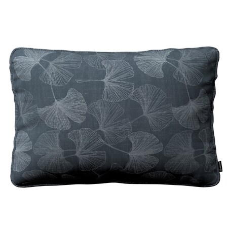 Poszewka Gabi na poduszkę prostokątna 60x40 szaro-srebrne liście miłorzębu na grafitowym tle
