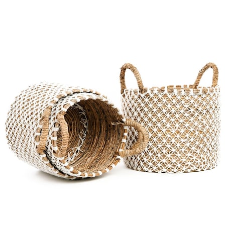 Koszyczki z makramy szyty krzyżykowo - średni