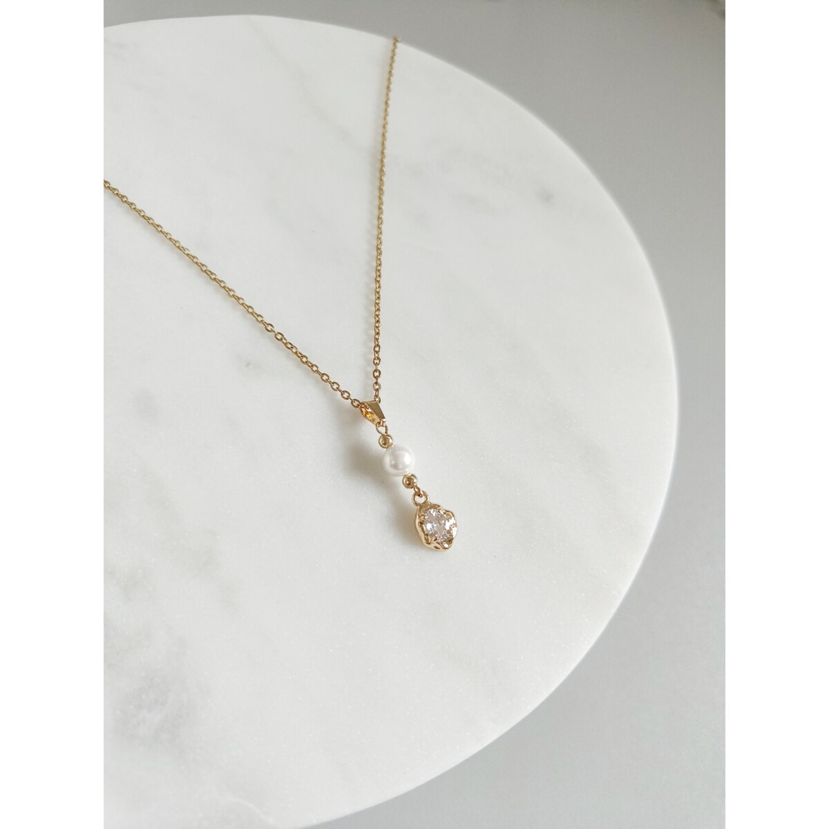 Naszyjnik złoty zawieszka perły ELEGANCKI robiony boho VINTAGE wisiorek