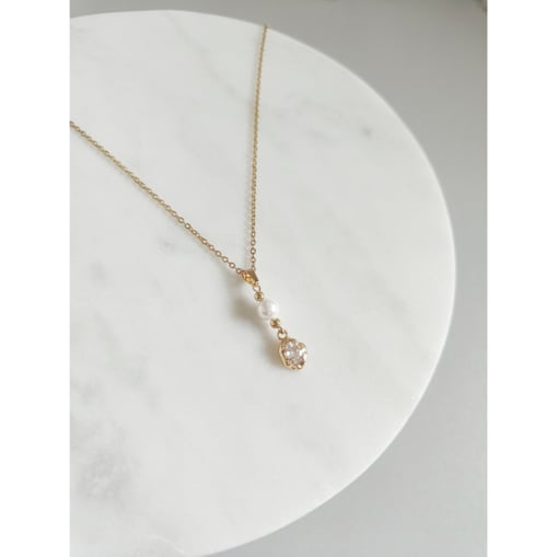Naszyjnik złoty zawieszka perły ELEGANCKI robiony boho VINTAGE wisiorek