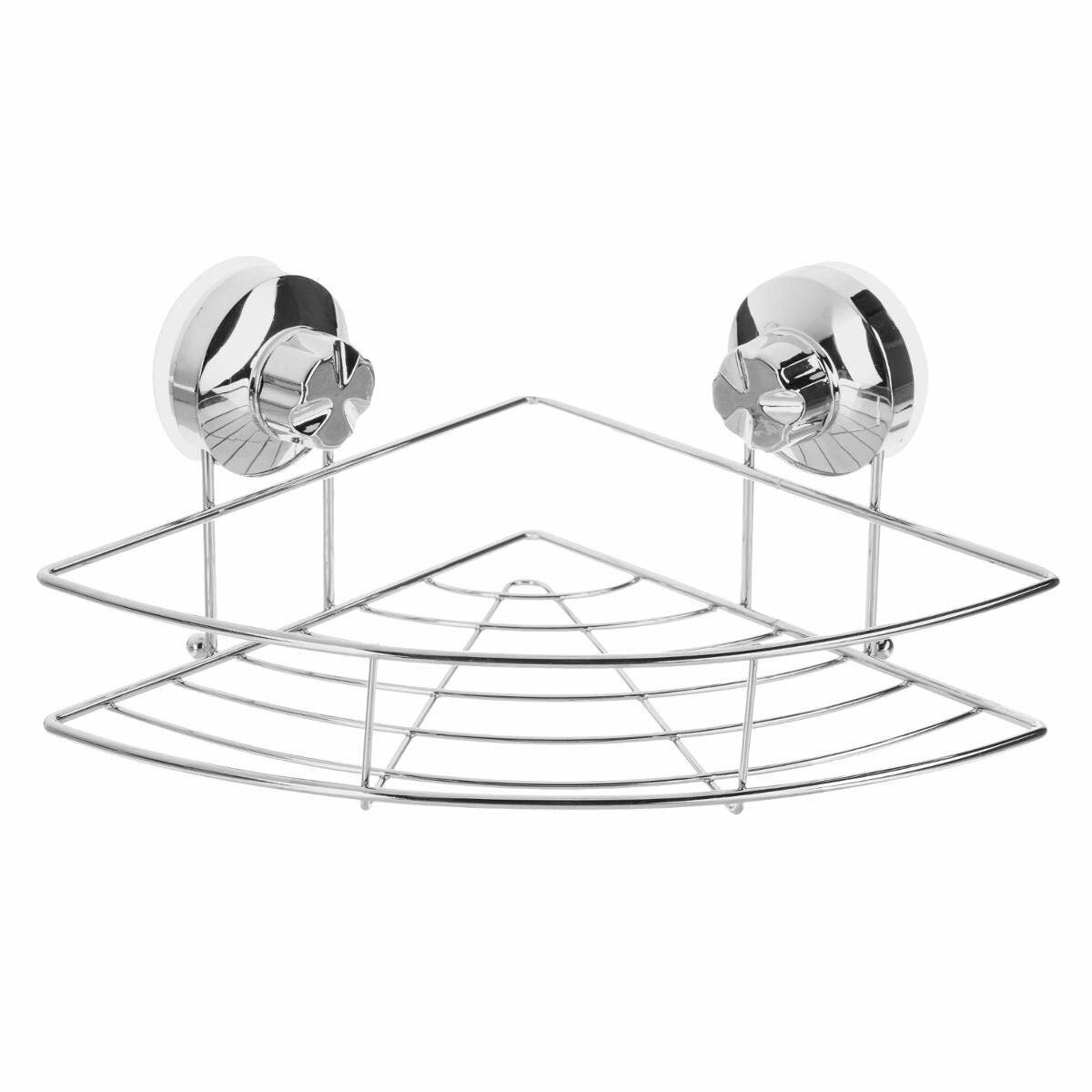 Półka łazienkowa, wisząca na przyssawki, stal chromowana, narożna