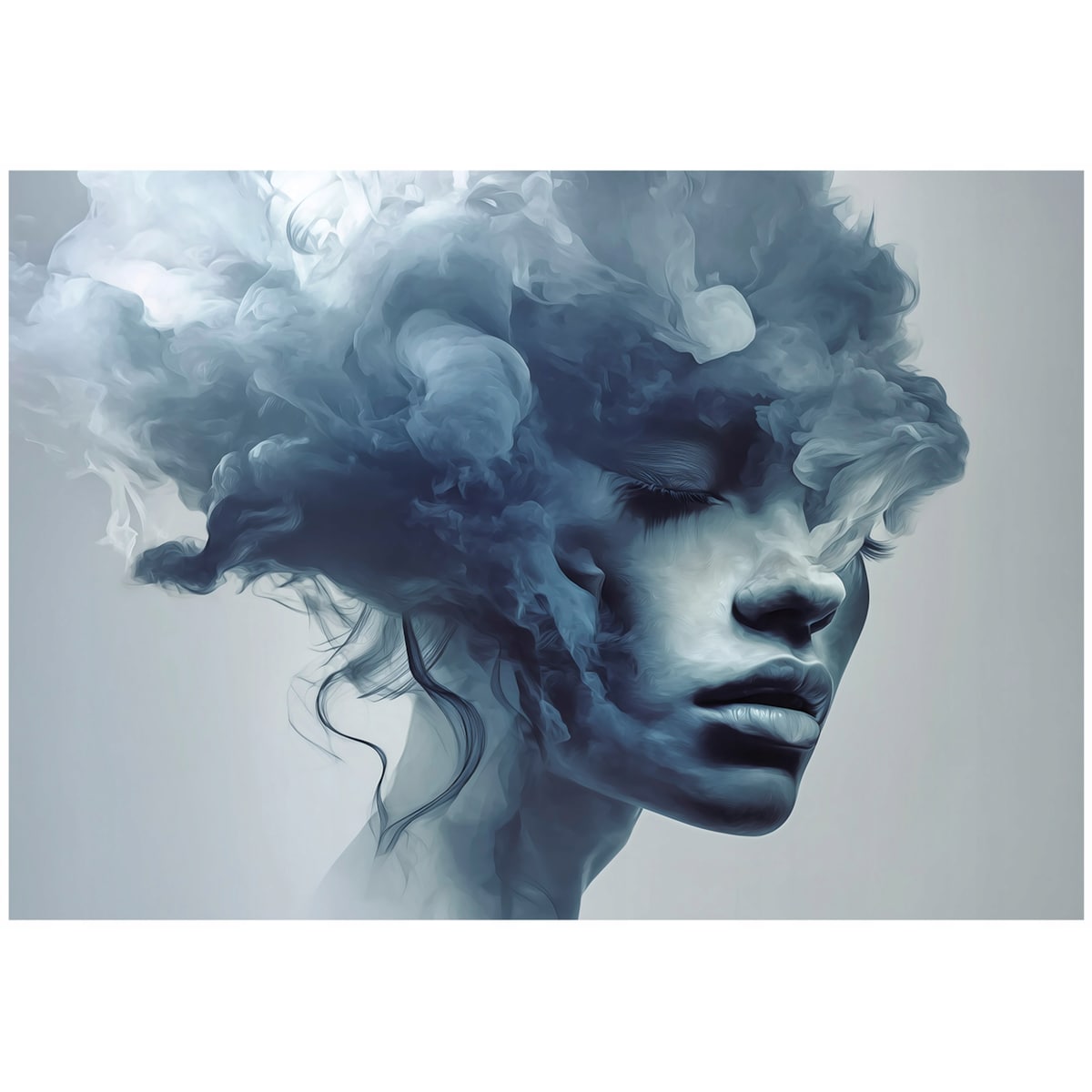 Fototapeta Do Sypialni Salonu Na Flizelinie Kobieta Twarz Niebieski 300x210