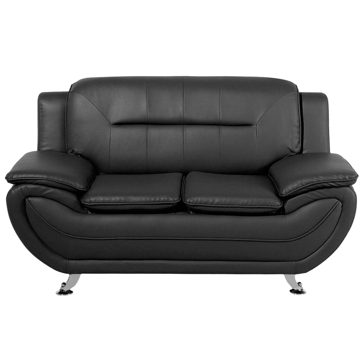 Komplet wypoczynkowy ekoskóra 6-osobowy czarny LEIRA