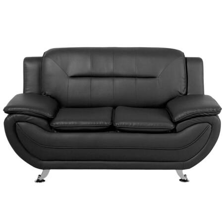 Komplet wypoczynkowy ekoskóra 6-osobowy czarny LEIRA