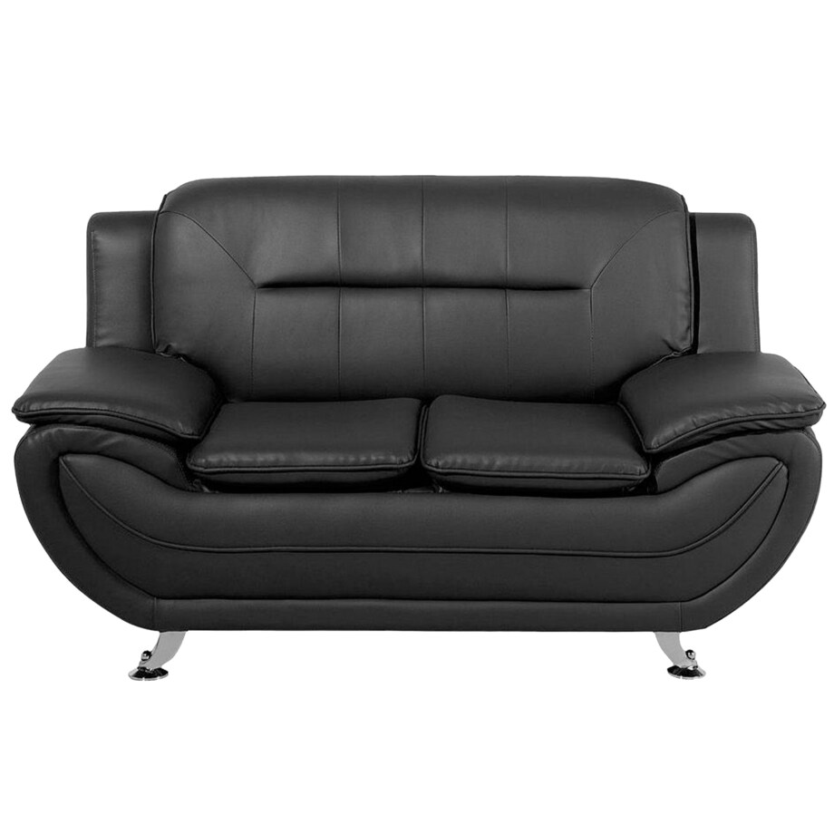 Komplet wypoczynkowy ekoskóra 6-osobowy czarny LEIRA