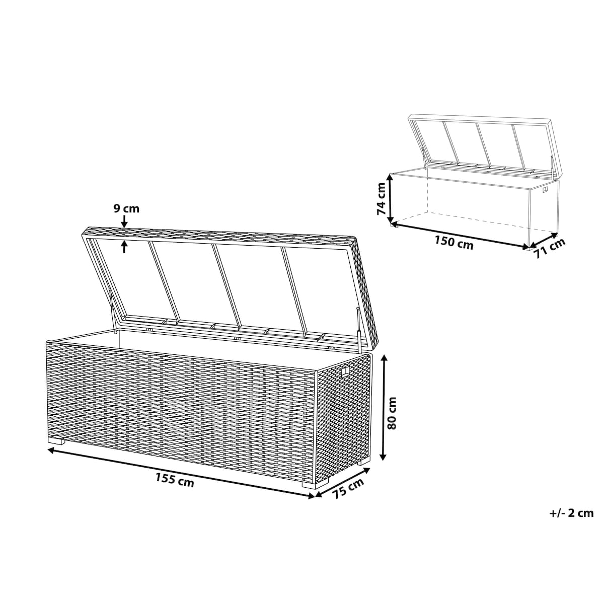 Skrzynia ogrodowa MODENA 155 cm 75 cm Technorattan Brązowy