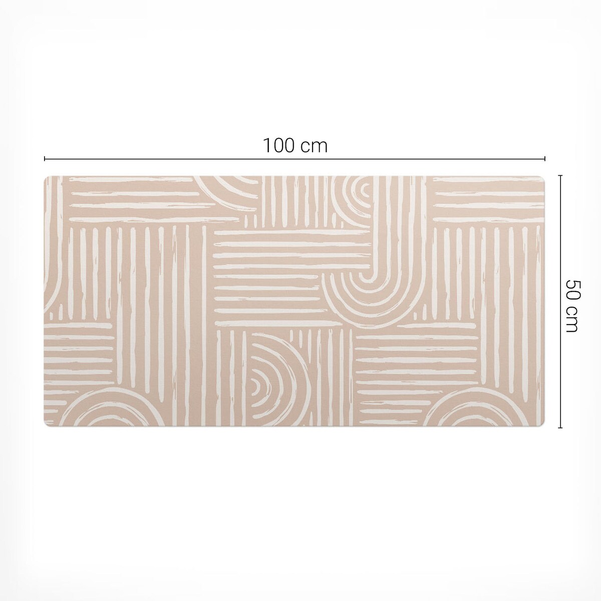 Beżowa mata na biurko Geometryczne linie, 100x50 cm