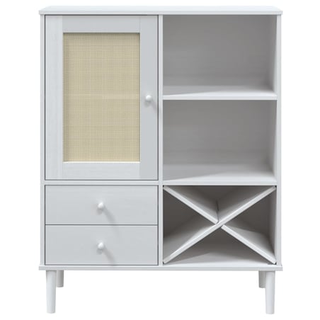 vidaXL Szafka SENJA, imitacja rattanu, biała, 90x40x112 cm, sosnowa