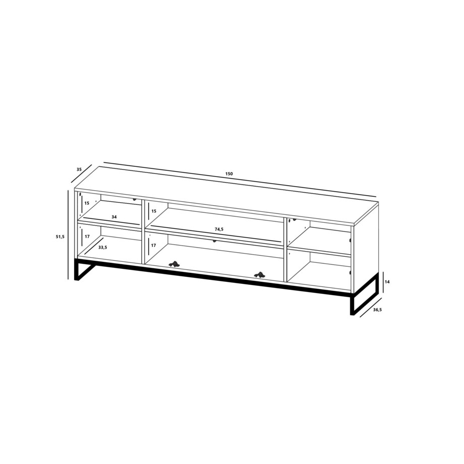 Nowoczesna Szafka RTV Glamour Komoda RTV Glamour Biały Mat 150 cm