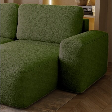 Narożnik Prawy ILO z funkcją spania i pojemnikiem na pościel, zielony