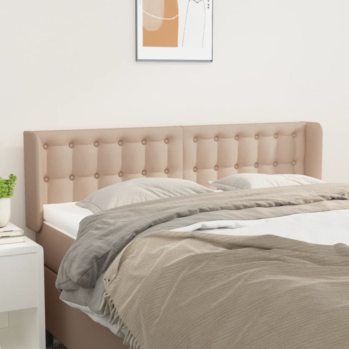 vidaXL Zagłówek uszak, cappuccino, 147x16x78/88 cm, sztuczna skóra